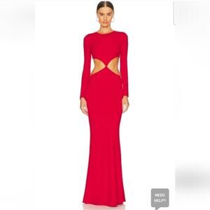 Retrofete Miley Dress Red Maxi Cutout Long Sleeve Size Large NWT